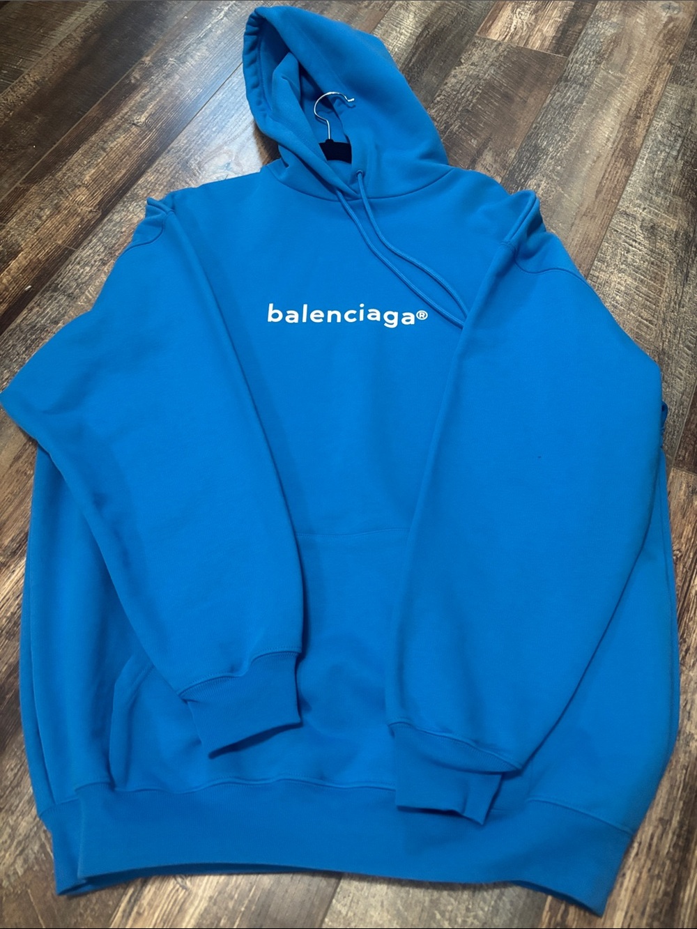 Balenciaga Bright Blue Logo Pullover Hoodie